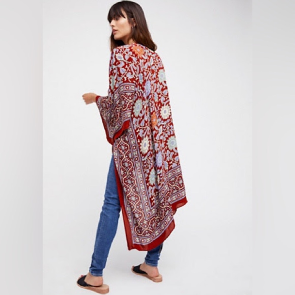 FREE PEOPLE Magic Dance Border Print Kimono in COPPER COMBO